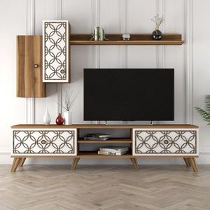 TV stěna / Sestava pod TV Class S - Walnut, White obraz