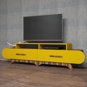 TV stolek Flora - Walnut, Yellow obraz