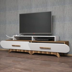 TV stolek Flora - Walnut, White obraz