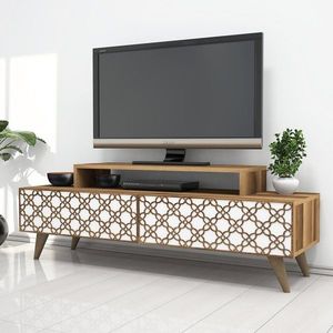 TV stolek City - Walnut, White obraz