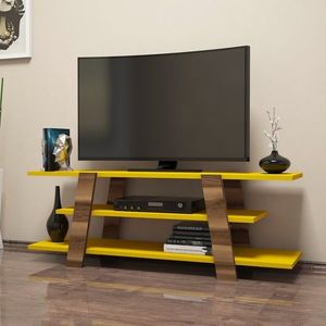 TV stolek Flower - Walnut, Yellow obraz