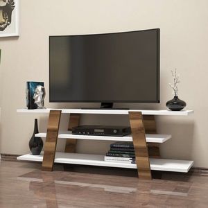 TV stolek Flower - Walnut, White obraz
