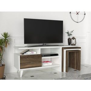 TV stěna / Sestava pod TV Nature - White, Walnut obraz