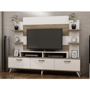 TV stěna / Sestava pod TV Diana - White, Walnut obraz