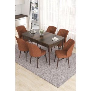 Extendable Dining Table & Chairs Set (7 Pieces) Eva - Baroque, Tile Red obraz