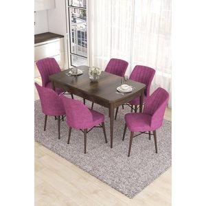 Extendable Dining Table & Chairs Set (7 Pieces) Eva - Baroque, Purple obraz