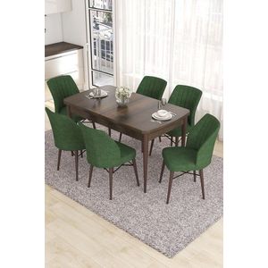 Extendable Dining Table & Chairs Set (7 Pieces) Eva - Baroque, Khaki obraz