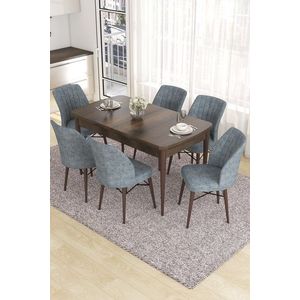 Extendable Dining Table & Chairs Set (7 Pieces) Eva - Baroque, Grey obraz