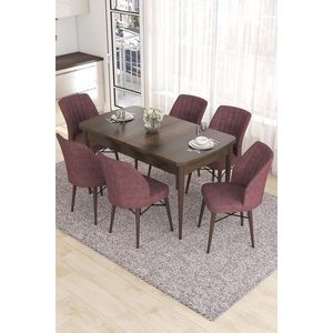 Extendable Dining Table & Chairs Set (7 Pieces) Eva - Baroque, Dusty Rose obraz