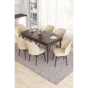 Extendable Dining Table & Chairs Set (7 Pieces) Eva - Baroque, Cream obraz