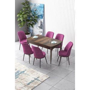 Extendable Dining Table & Chairs Set (7 Pieces) Zen - Baroque, Purple obraz