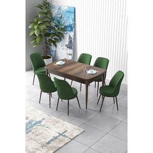 Extendable Dining Table & Chairs Set (7 Pieces) Zen - Baroque, Khaki obraz
