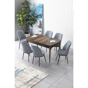 Extendable Dining Table & Chairs Set (7 Pieces) Zen - Baroque, Grey obraz