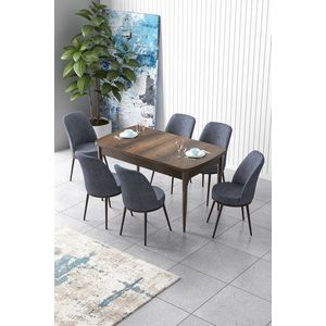 Extendable Dining Table & Chairs Set (7 Pieces) Zen - Baroque, Fume obraz