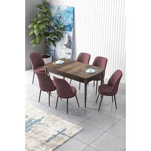 Extendable Dining Table & Chairs Set (7 Pieces) Zen - Baroque, Dusty Rose obraz