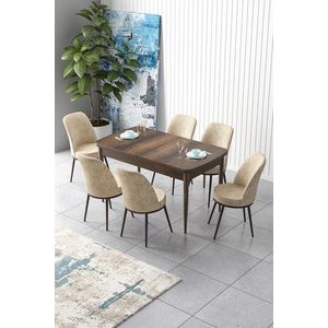 Extendable Dining Table & Chairs Set (7 Pieces) Zen - Baroque, Cream obraz