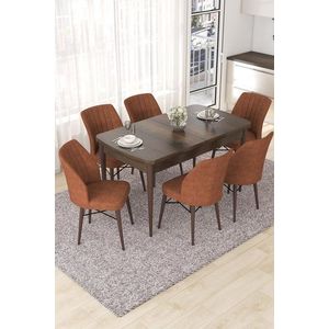 Extendable Dining Table & Chairs Set (7 Pieces) Nef - Baroque, Tile Red obraz