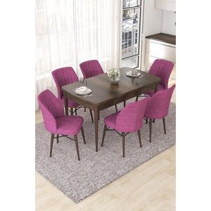 Extendable Dining Table & Chairs Set (7 Pieces) Nef - Baroque, Purple obraz