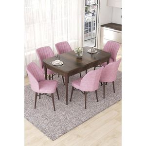 Extendable Dining Table & Chairs Set (7 Pieces) Nef - Baroque, Pink obraz