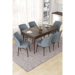 Extendable Dining Table & Chairs Set (7 Pieces) Nef - Baroque, Grey obraz