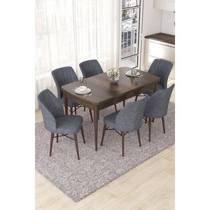 Extendable Dining Table & Chairs Set (7 Pieces) Nef - Baroque, Fume obraz