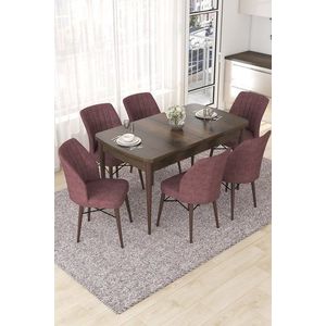 Extendable Dining Table & Chairs Set (7 Pieces) Nef - Baroque, Dusty Rose obraz