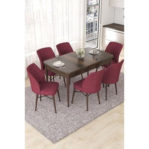 Extendable Dining Table & Chairs Set (7 Pieces) Nef - Baroque, Burgundy obraz