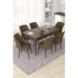 Extendable Dining Table & Chairs Set (7 Pieces) Nef - Baroque, Brown obraz