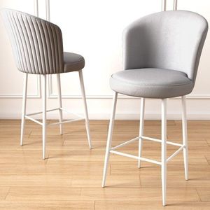 Bar Stool Set (6 Pieces) Uras - Grey, White obraz