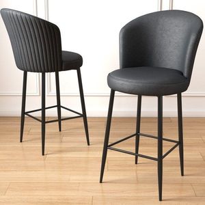 Bar Stool Set (6 Pieces) Uras - Anthracite, Black obraz