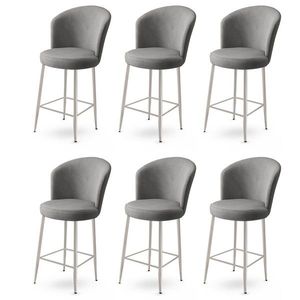 Bar Stool Set (6 Pieces) Fora - Grey, Chrome obraz