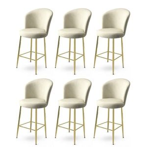 Bar Stool Set (6 Pieces) Fora - Cream, Gold obraz