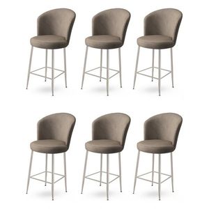 Bar Stool Set (6 Pieces) Fora - Cappuccino, Chrome obraz