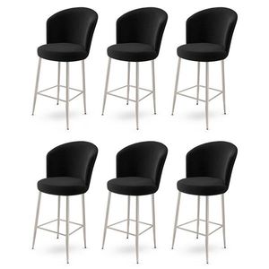 Bar Stool Set (6 Pieces) Fora - Black, Chrome obraz