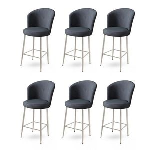 Bar Stool Set (6 Pieces) Fora - Anthracite, Chrome obraz