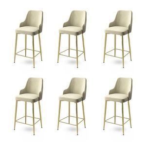 Bar Stool Set (6 Pieces) Enox - Cream, Gold obraz