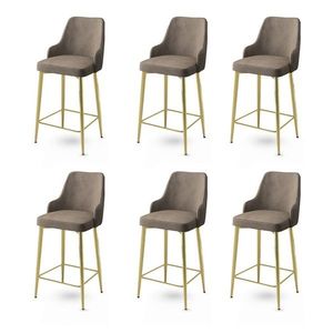 Bar Stool Set (6 Pieces) Enox - Cappuccino, Gold obraz