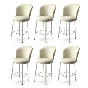 Bar Stool Set (6 Pieces) Alte - Cream, Chrome obraz