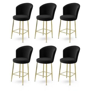 Bar Stool Set (6 Pieces) Alte - Black, Gold obraz