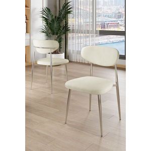 Sada židlí (4 kusy) Vina - Cream, Chrome obraz