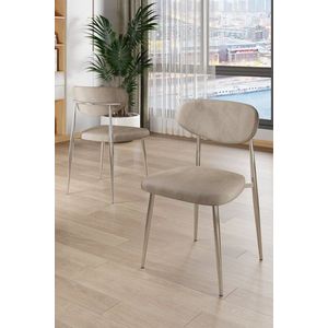 Sada židlí (4 kusy) Vina - Cappuccino, Chrome obraz