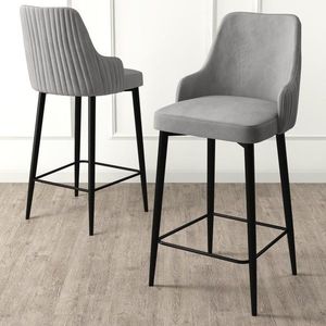 Bar Stool Set (6 Pieces) Enox - Grey, Black obraz