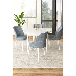 Dining Table & Chairs Set (5 Pieces) Rox - White, Grey obraz