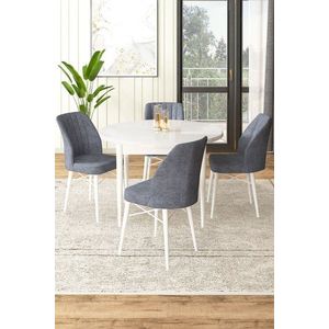 Dining Table & Chairs Set (5 Pieces) Rox - White, Fume obraz