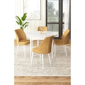 Dining Table & Chairs Set (5 Pieces) Rox - White, Cappuccino obraz