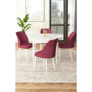 Dining Table & Chairs Set (5 Pieces) Rox - White, Burgundy obraz