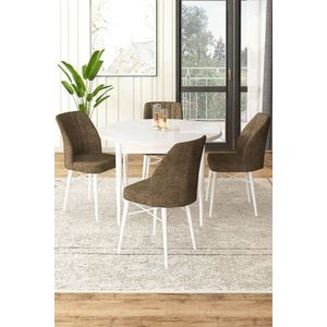 Dining Table & Chairs Set (5 Pieces) Rox - White, Brown obraz