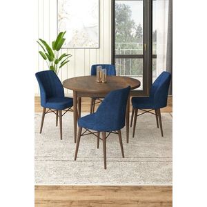 Dining Table & Chairs Set (5 Pieces) Rox - Baroque, Navy Blue obraz