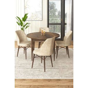 Dining Table & Chairs Set (5 Pieces) Rox - Baroque, Cream obraz