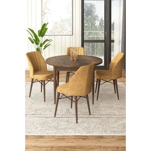 Dining Table & Chairs Set (5 Pieces) Rox - Baroque, Cappuccino obraz